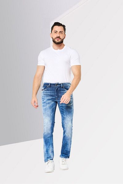 Diesel Men Stretch Fit Washed Stretchable Denim, Blue