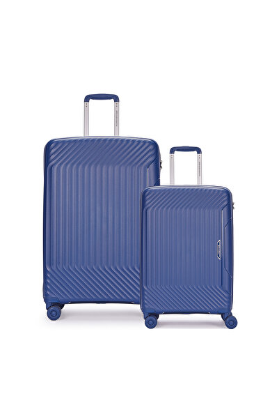 United Colors of Benetton Benetton 2'li Set Büyük Ve Kabin Boy %100 Polipropilen Valiz Koyu Mavi 14Bnt8001