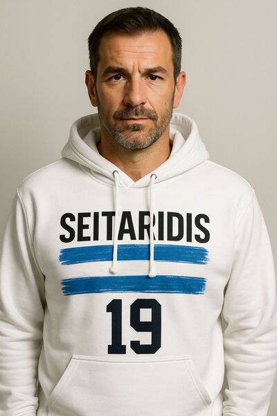 CLASSY.MODA Seitaridis 19 Hooded Sweatshirt – Greece Player Hoodie 3 Thread Digital Print with Kangaroo Pocket
