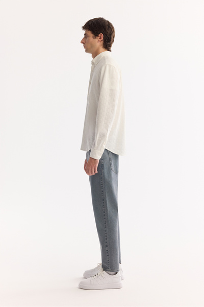 Avva Erkek Beyaz Düğmeli Yaka Pamuklu Dokulu Regular Fit Gömlek A52Y2067