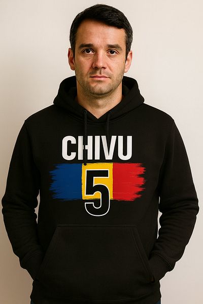 CLASSY.MODA Chivu Hoodie, Romania 5 Sweatshirt, Football Printed Hoodie, Hooded 3 Threads, Digital Printing