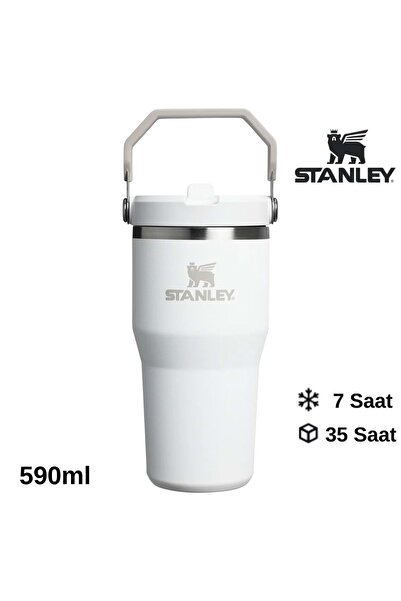 Stanley The IceFlow Flip Straw Pipetli Termos Bardak 0.59 LT Matara BEYAZ