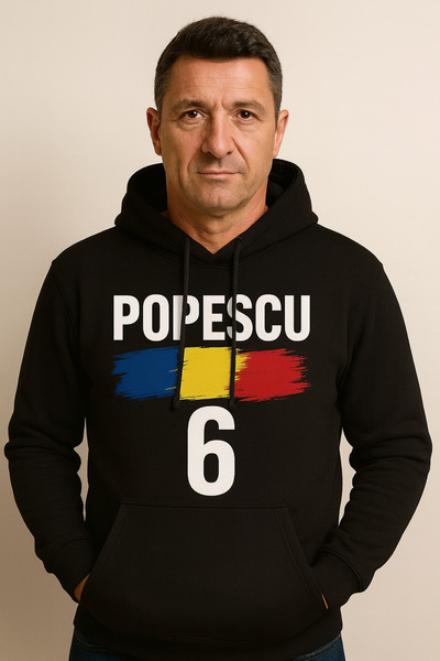CLASSY.MODA Popescu Hoodie, Romania 6 Sweatshirt, Football Printed Hoodie, Hooded 3 Threads, Digital Printing