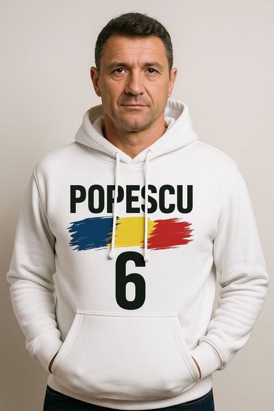 CLASSY.MODA Popescu Hoodie, Romania 6 Sweatshirt, Football Printed Hoodie, Hooded 3 Threads, Digital Printing