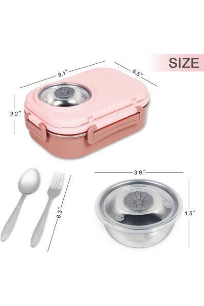 erorex Stainless Steel Bento Lunch Box Kids Adults,Stackable Bpa Free Food Containers 3 Compartments