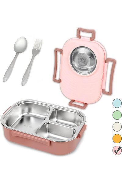 erorex Stainless Steel Bento Lunch Box Kids Adults,Stackable Bpa Free Food Containers 3 Compartments