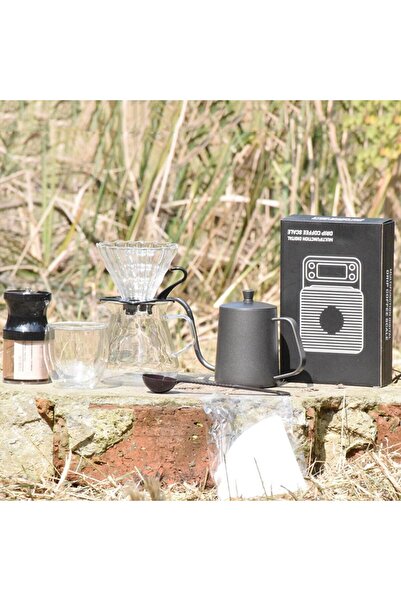 erorex 10 Pack V60 Pour Over Drip Coffee Set, Black, Modern Coffee Maker, 600Ml, Manual, Grounds, Travel,