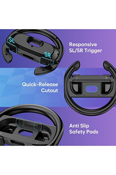 erorex 2 Pack Steering Wheels Compatible With Nintendo Switch 2 Joycon Wheel For Racing Games Black