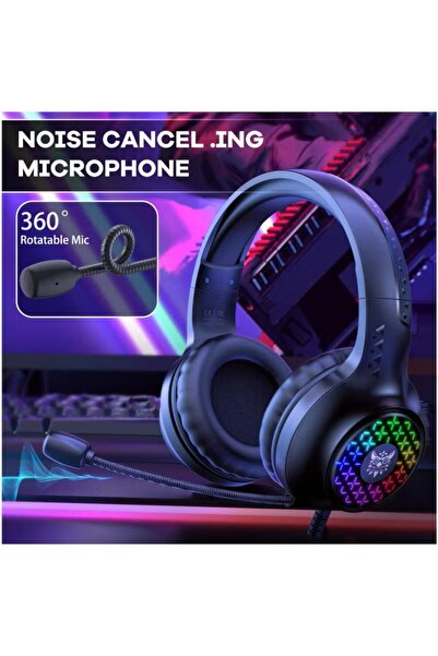 erorex Wired Gaming Headset Rgb Light Noise Cancelling Headset With Microphone For Ps4 5 / Pc/Xbox