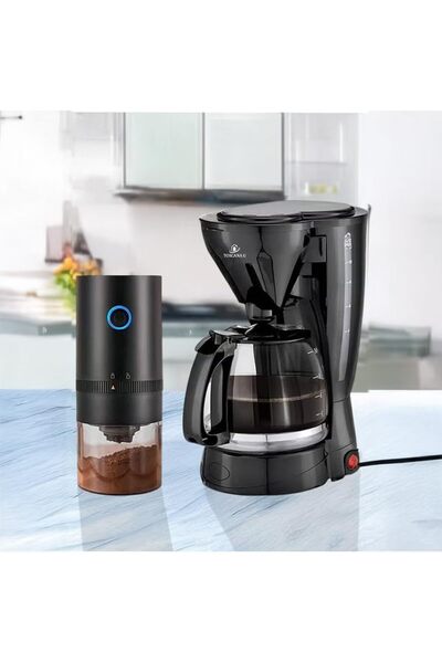 erorex Coffee Maker 650W 6 Cup Coffee Maker Portable Electric Coffee Grinder Rechargeable Black Usb