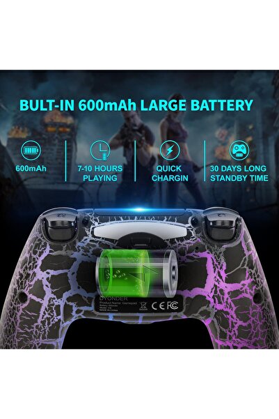 erorex Wireless Controller Ps4 Wireless Remote Gamepad Unique Cracked Design/Dual Vibration/6 Axis Motion