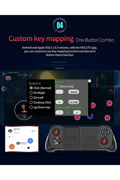 erorex Wireless Mobile Gaming Controller Hall Effect Controller Phone Controller Support Phone Case Analog