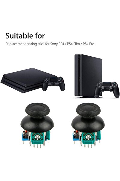 erorex مجموعة استبدال عصي التحكم التناظرية لجهاز PS4، قطعتين، عصا تحكم لاسلكية ثلاثية الأبعاد، هزاز وحدة تحكم، قطعتين