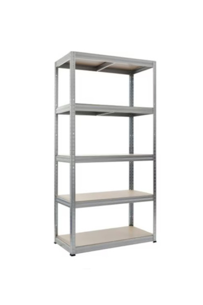 STRATEGIC Metal shelf 5 MDF shelves 180x60x30cm, 100 kg/shelf, screw-free ass...