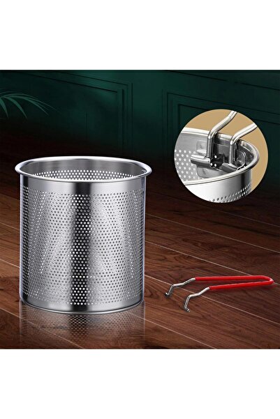 erorex Deep Fryer Pot, Stainless Steel Cooking Pot Deep Fryer Basket, Fry Pot Handle, Durable Food Grade