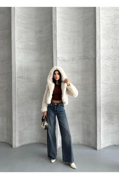 FERZOLAİO Hooded Stone Fur Coat