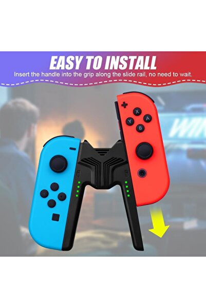 erorex Joycon Charging Grip Efficient Charging Grip Controller Holder V Shaped Game Handle Controller