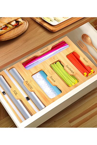 erorex 6 1 Wrap Dispenser Cutter,Ziplock Bag Organizer,Plastic Bamboo Foil Cutters,Parchment Wax Paper