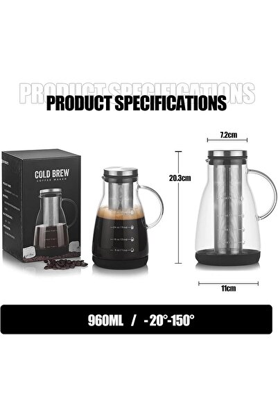 erorex Cold Brew Coffee Maker, Iced Coffee Maker Airtight Lid, Cold Brew Pitcher Removable Stainless Steel