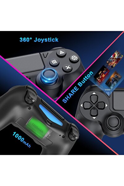 erorex Wireless Ps4 Controllers For Ps4/Pro/Slim & Pc – 1000Mah Battery 6 Axis Motion Sensor Audio Jack