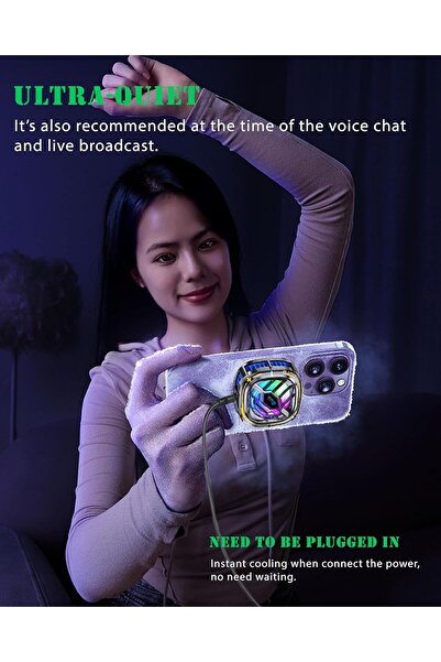 erorex مبرد الهاتف، مبرد مغناطيسي للهاتف المحمول، مروحة تبريد RGB للهاتف المحمول خفيفة الوزن محمولة