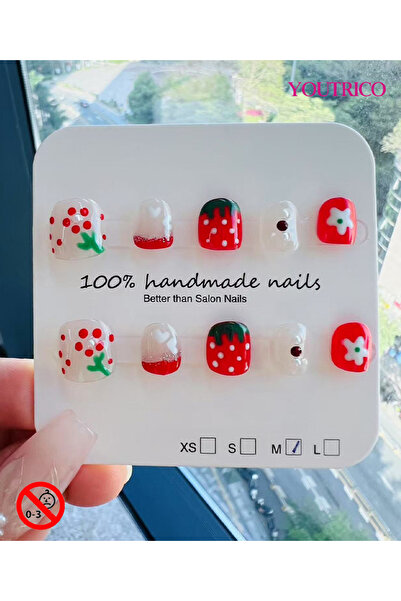 Youtrico أظافر صناعية للأطفال - مصنوعة يدويًا بنسبة 100% وغير سامة وآمنة للأع...