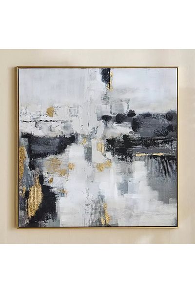 Home Box Vivid Framed 60% Hand Painted Abstract Canvas Art with Stretcher - 80x80 cm