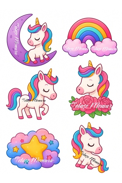 telaşe memuru طباعة رسمية للكب كيك وحلويات يونيكورن الصالحة للأكل - زينة ورقي...