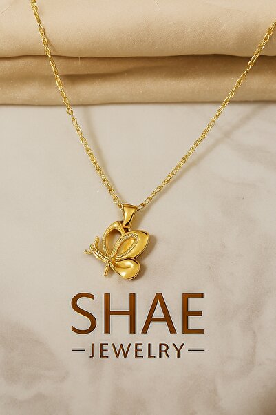 Shae Jewelry Steel Zircon Stone Butterfly Figured Women's Necklace