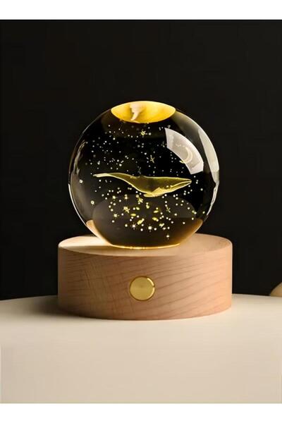 fun zone ضوء ليلي ثلاثي الأبعاد على شكل كرة بلورية، كرة زجاجية خشبية بقطر 6 سم