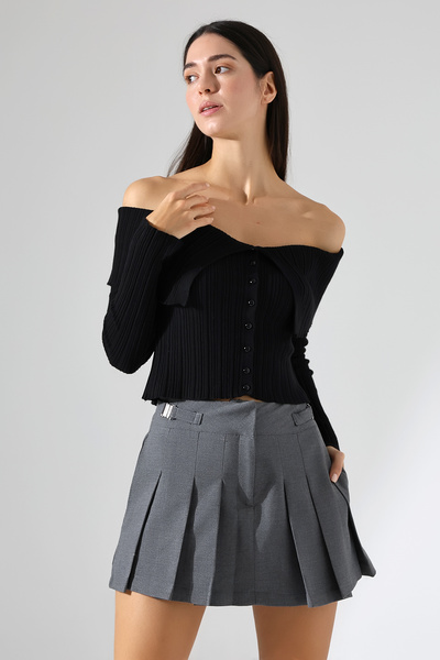 Lavinza Pileli Kolej Şort Etek