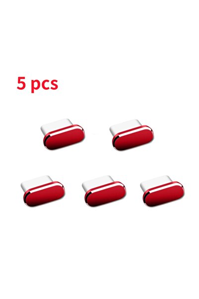 Choice9 5 قطع من سدادات الغبار المعدنية الحمراء من النوع C لحماية الهاتف المحمول من الغبار لهاتف IPhone 15 Pro Max/15 Plus/15 Pr