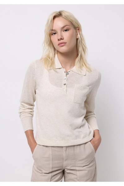 Colin's Slim Fit Polo Neck Plain Women's Ecru Sweater