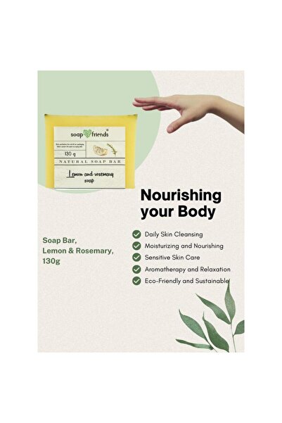 Soap&Friends Zesty Lemon & Rosemary Infusion Soap Bar | 130g Moisturizing Soap Bar for Daily Delicate Cleansing