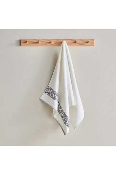 Home Box Opulence Leopard Border Jacquard Turkish Cotton Hand Towel - 50x90 cm