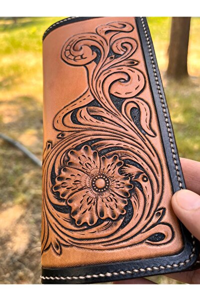 Pey Aksesuar Western Pattern Leather Wallet Custom Handmade