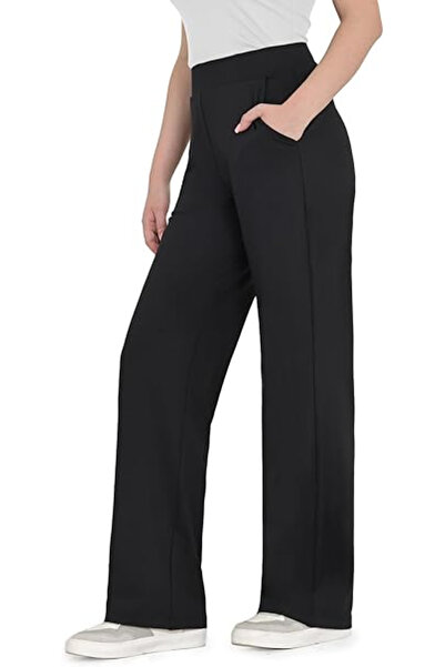 OEM Black, straight, elegant trousers for women with 2 slant pockets, S
