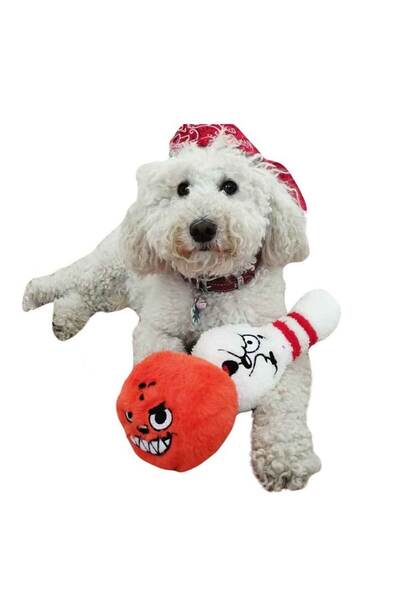 Havhav - Hışırtılı Vik Vik Peluş Köpek Oyuncağı Bowling Seti