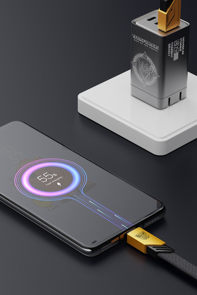 transformers TF-A10 A-Lightning Fast Charging Braided Cable – 27W Power, Quick 30-Minute Charging - 1.5M