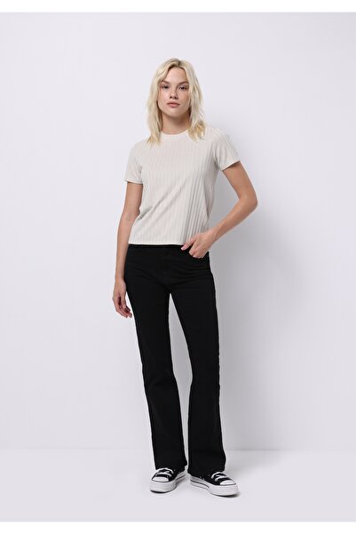 Colin's Μπλουζάκι με κοντό μανίκι σε εκρού γυναικείο μονόχρωμο μπλουζάκι με στρογγυλή λαιμόκοψη