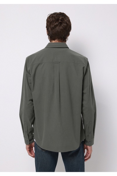 Colin's Regular Fit Shirt Neck Plain Men's Green Long Sleeve Shirt