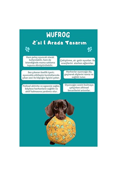 Havhav Wufrog- Köpek Interaktif Zeka Oyuncağı Mama Saklama Topuna Dönüşen Sesli Köpek Çekiştirme Oyuncağı