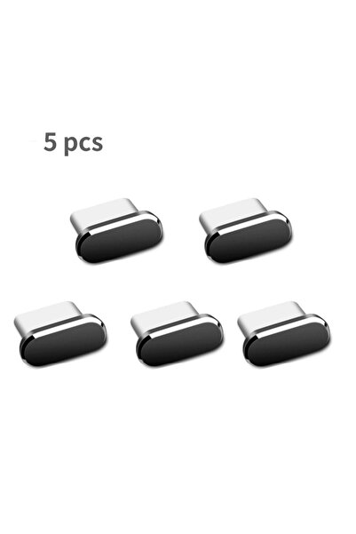 Choice7 5 قطع من سدادات الغبار المعدنية الرمادية من النوع C لحماية الهاتف الم...