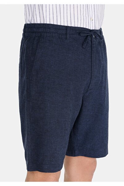Colin's Regular Fit Orta Bel Düz Erkek Keten Karışımlı Lacivert Şort