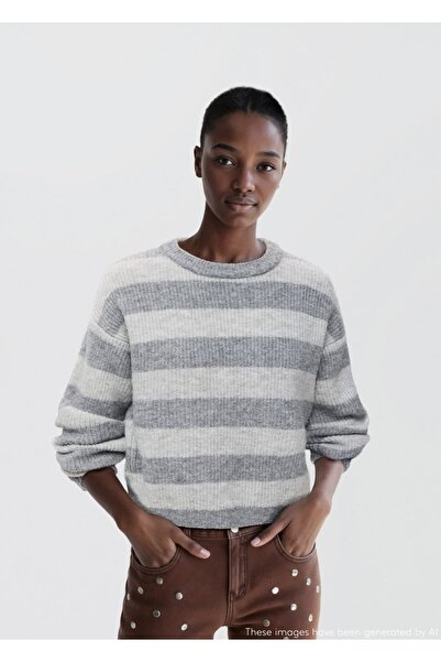 Mango Teen Çizgili triko kazak