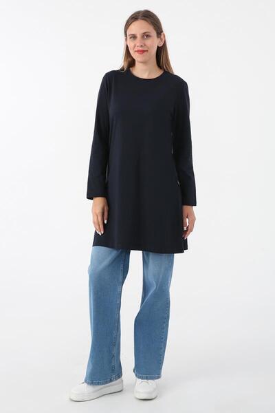 ALLDAY Navy Blue-Basic Cotton Single Jersey Sweat Tunic