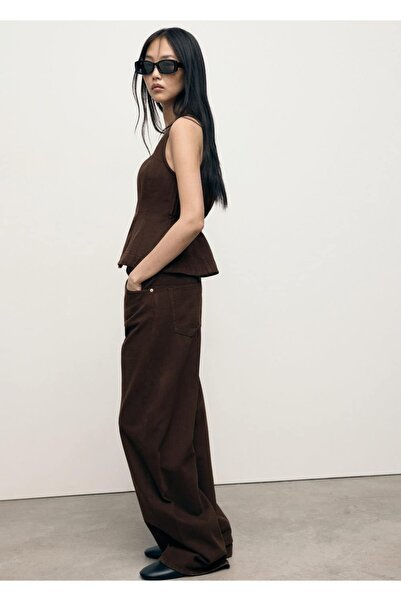 MANGO Woman Orta belli barrel jean pantolon