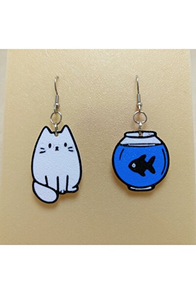 TERARYUM SEPETİM Aquarium-Cat Earrings