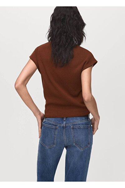 MANGO Woman Kısa kollu ince triko kazak