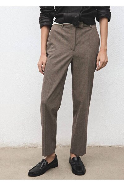 MANGO Woman Diplomatik çizgili dar kesim crop pantolon